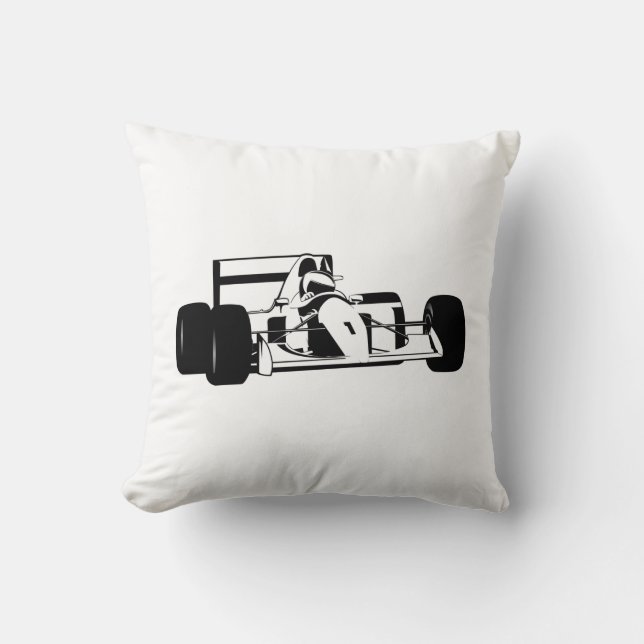 Almofada Race Car Silhouette preto e branco (Frente)