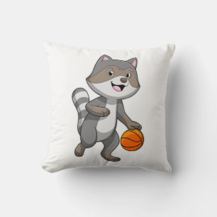 Almofada Racoon como jogador de basquetebol