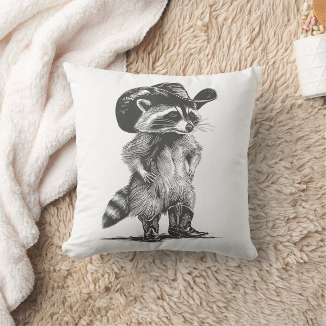 Almofada Racoon Cowboy Funny Racoon Graphic Homens Mulheres (Cobertor)