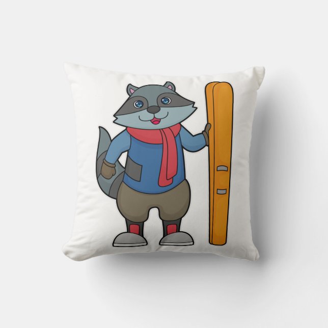 Almofada Racoon Skier Ski (Frente)