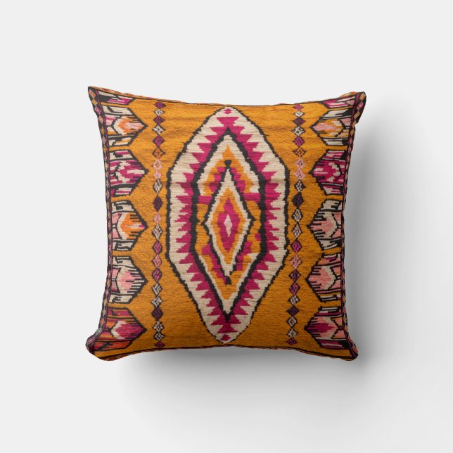 Almofada Radiação Persa: Cushions Amarelos feitos à mão (Frente)