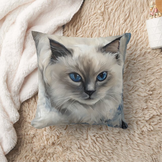 Almofada Ragdoll Cat Face Decorative Travesseiro - Aquarela (Cobertor)