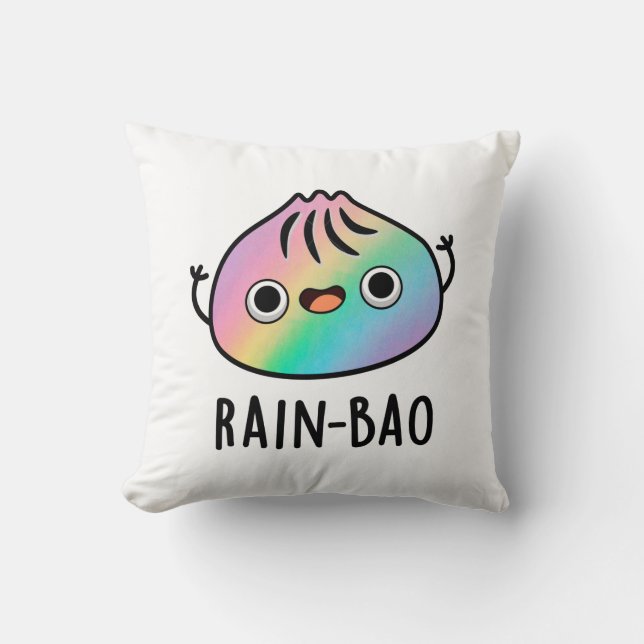 Almofada Rain-bao Funny Rainbow Dimsum Bao Pun (Frente)