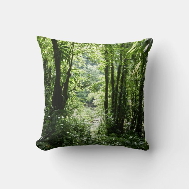 Almofada Rain Forest II Tropical Verde (Frente)