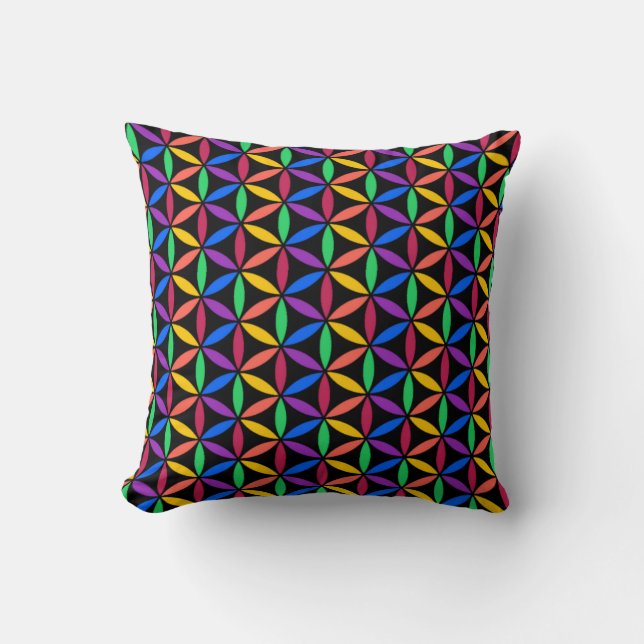 Almofada Rainbow Flower of Life Standard (Flor da Vida) (Frente)
