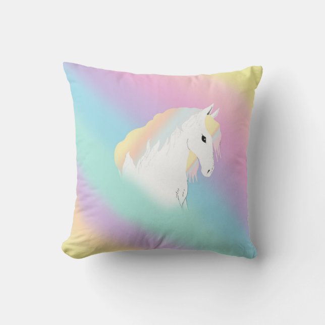Almofada Rainbow Horse Unicorn Equestrian Girly (Frente)