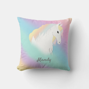 Almofada Rainbow Horse Unicorn Equestrian Girly