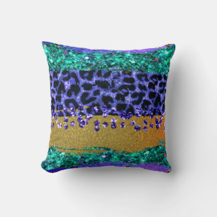Almofada *~ Rainbow Leopard Patterno + Folha de Ouro