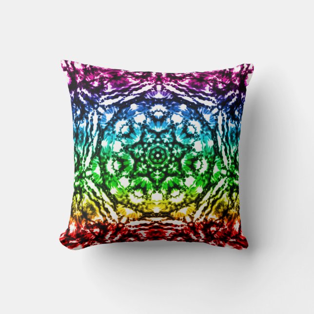 Almofada Rainbow Tie Dye Mandala Star (Frente)