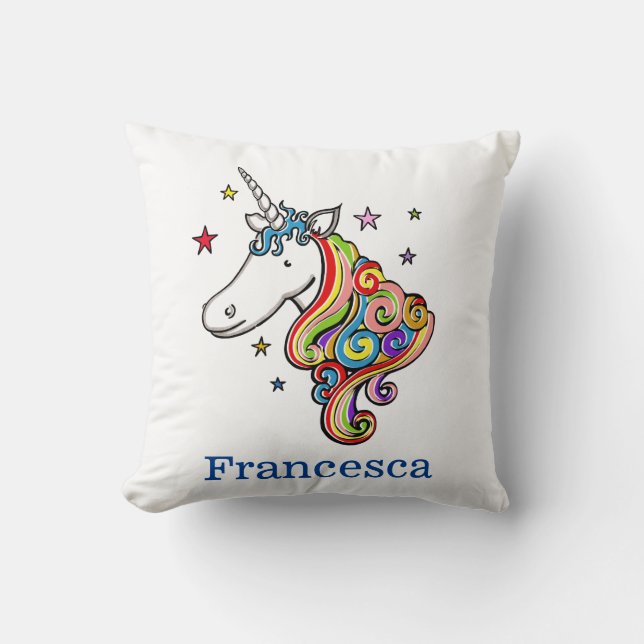 Almofada Rainbow Unicorn Cushion Personalizado (Frente)