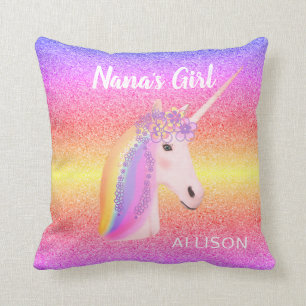 Almofada Rainbow Unicorn Glitter Nanas Girl personalizada