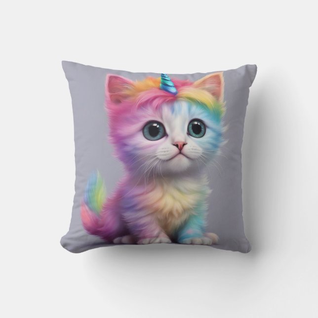 Almofada Rainbow Unicorn Kitten (Frente)