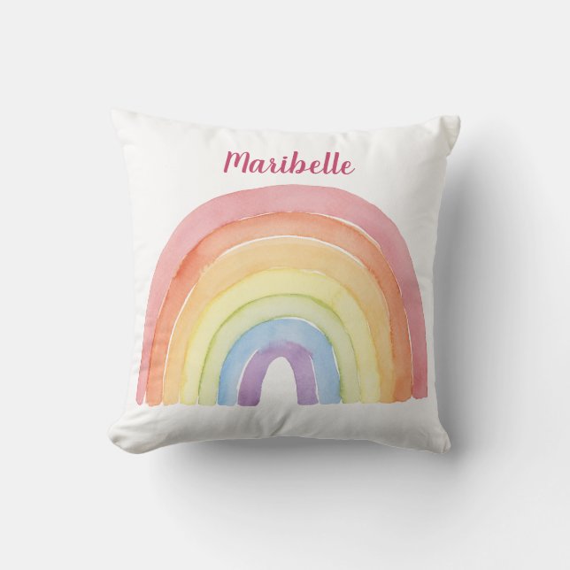 Almofada Rainbow Watercolor Girls Personalizadas (Frente)