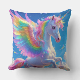 Almofada Rainbow Winged Prancing Unicorn