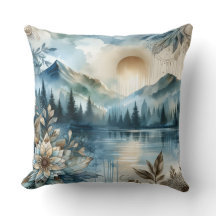 Rainer Day Watercolor Mountain Lake Rustic Boho