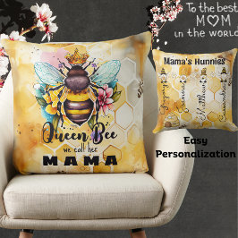 Almofada Rainha Bee-Mama - Nome do Criança Personalizado - 