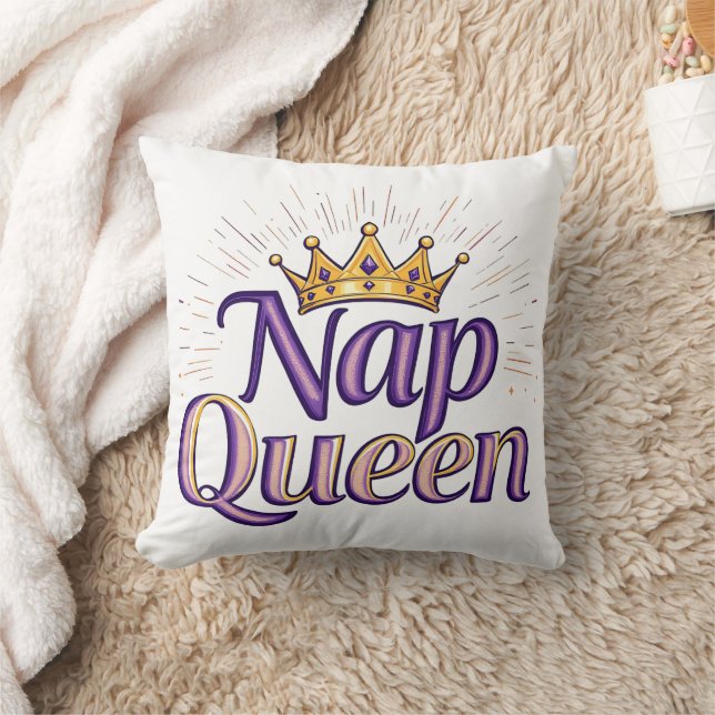 Almofada Rainha da Soneca Coroa Dourado Roxo Elegante Diver (Cobertor)