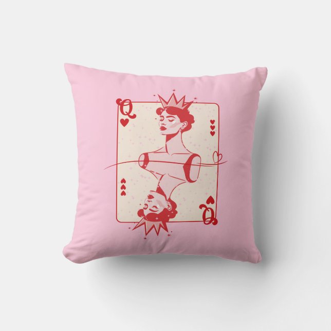 Almofada Rainha de Copas Vermelha e Rosa  (Frente)