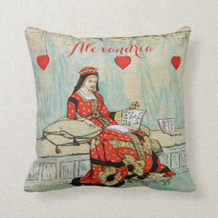 Almofada Rainha do desenho do vintage dos corações