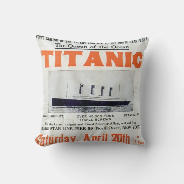 Almofada Rainha do Oceano Titanic - White Star Line (Frente)