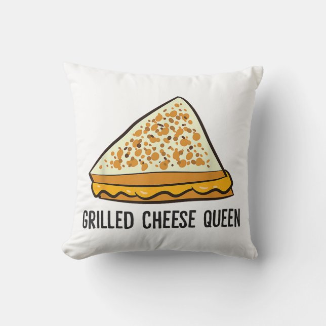 Almofada Rainha do Queijo Grelhado Engraçado Queijo Grelhad (Frente)