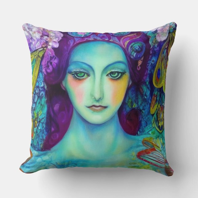 Almofada Rainha Fada Encantada com Borboletas (Frente)