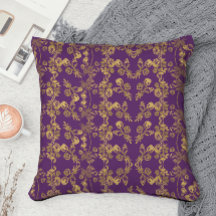 Raio Dourado Elegante Damask Floral em roxo