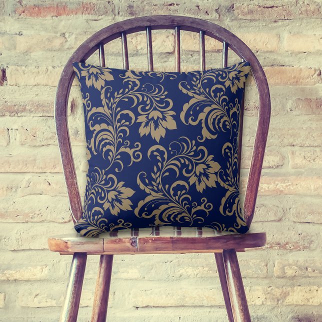 Almofada Raio Floral Dourado Azul (Criador carregado)