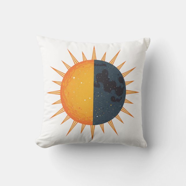 Almofada Raios de Vintagem da Lua e Sol (Frente)