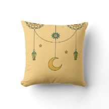 Ramadã Lanterna e Crescente Cushion Decorativo