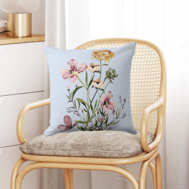 Almofada Ramalhete de Flores Silvestres em Aquarela #1 (In situ Boho interior)