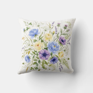 Almofada Ramalhete Floral de Prado Selvagem Aquarela