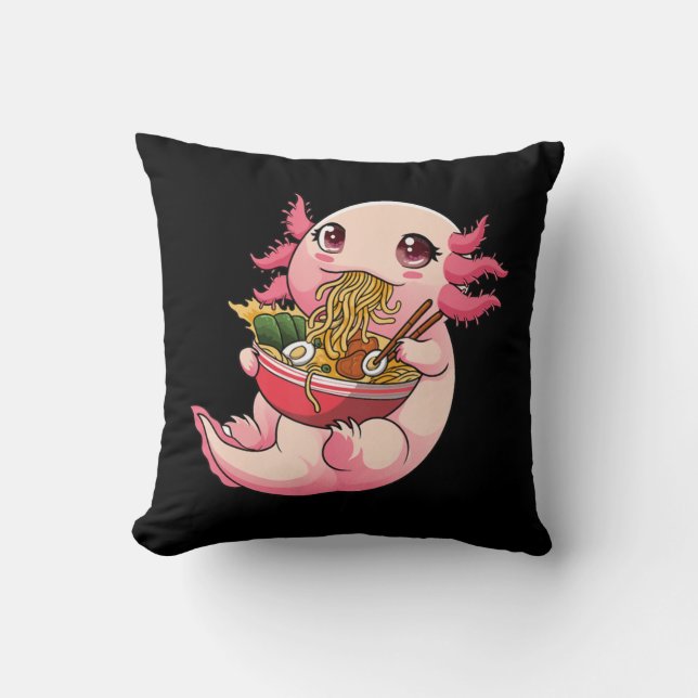 Almofada Ramen Axolotl Kawaii Anime Comidas Japonesas Tee (Frente)