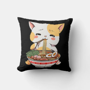 Almofada Ramen Cat Anime Bowl Kawaii Neko Japonês Kids Gir