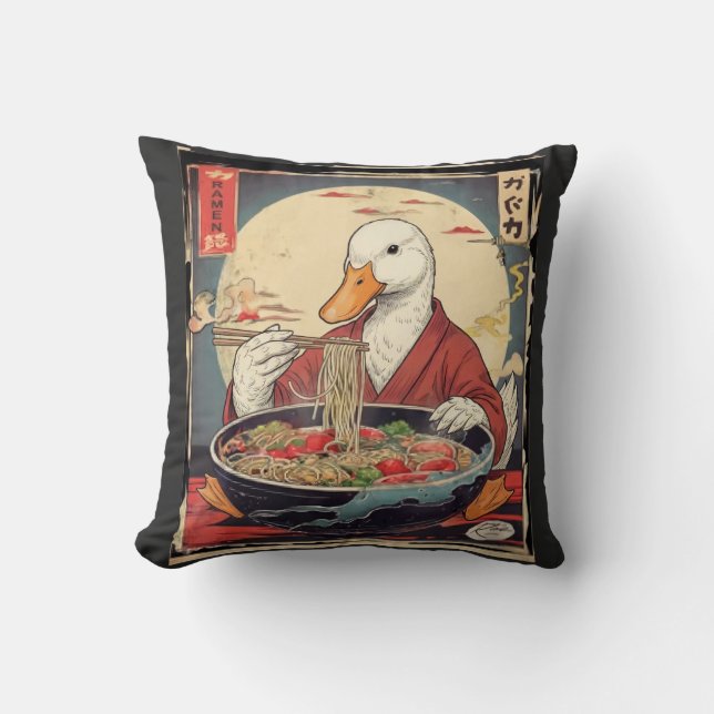 Almofada Ramen de Pato Japonês, Presente Divertido para Ama (Frente)