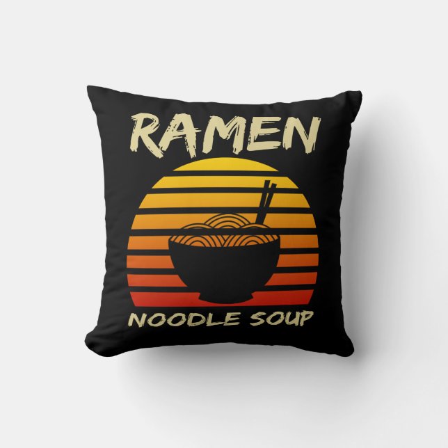 Almofada Ramen Noodle Soup Kawaii Japonês Noodles Vintage (Frente)