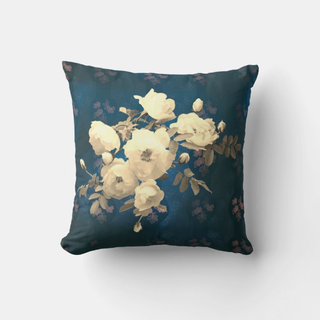 Almofada Ramificação de Rosas Brancas (Frente)