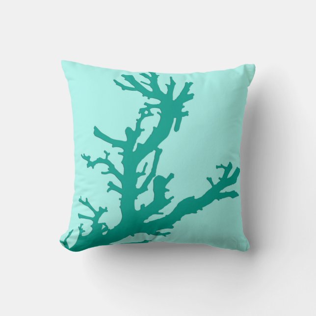 Almofada Ramo de coral - turquesa e aqua (Frente)
