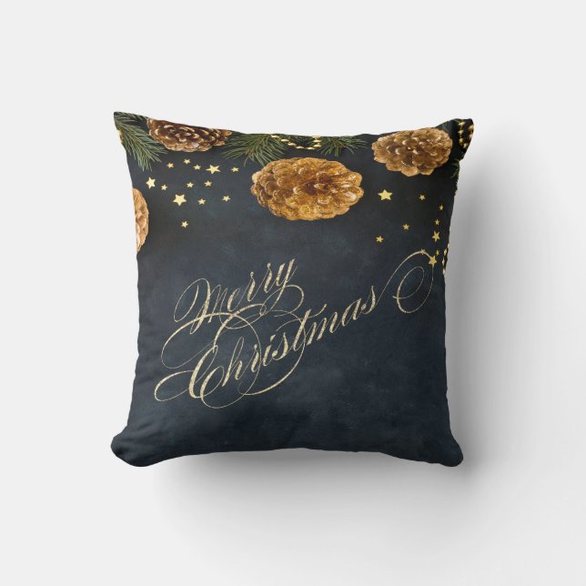 Almofada Ramos de árvore de Natal Pinheiro de Natal Feliz N (Frente)