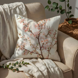 Almofada Ramos de Flor de Cerejeira Rosa Suave