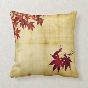 Almofada Ramos japoneses carmesins das folhas de bordo no