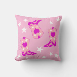 Almofada Rapariga Rosa Moderna Garra Rosa Boots Ocidentais 