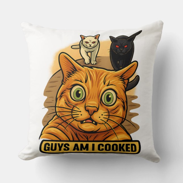 Almofada Rapazes Estou Frito? Meme Divertido de Gato Reação (Frente)
