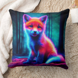 Almofada Raposa brilhante de fantasia bonita com aura biolu