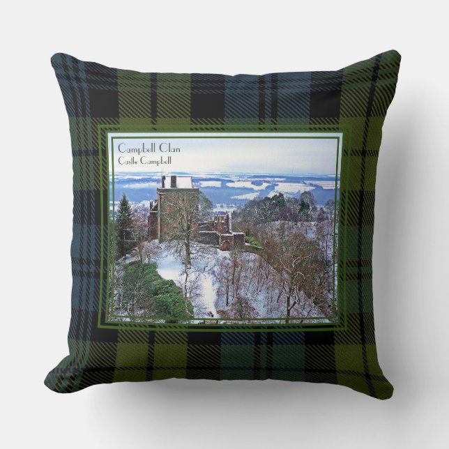 Almofada Rare View Castle Campbell Tartan Snow Foto (Frente)