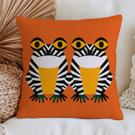 Almofada Rãs em Padrão de Zebra Funky Animal Maximalista