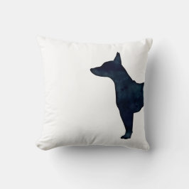 Almofada Rat Terrier Black Watercolor Dog Silhouette