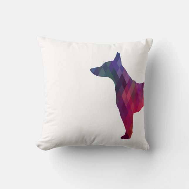 Almofada Rat Terrier Colorful Geométrico Pattern Silhouette (Frente)