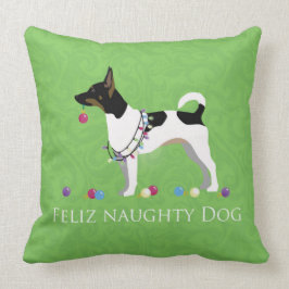 Almofada Rat Terrier Feliz Naughn no Natal