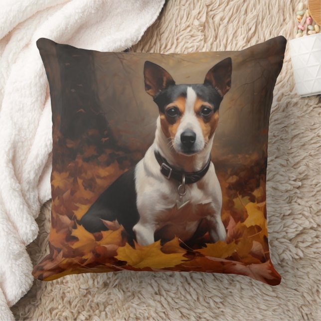 Almofada Rat Terrier nas Folhas de Outono Caem Inspiração (Cobertor)
